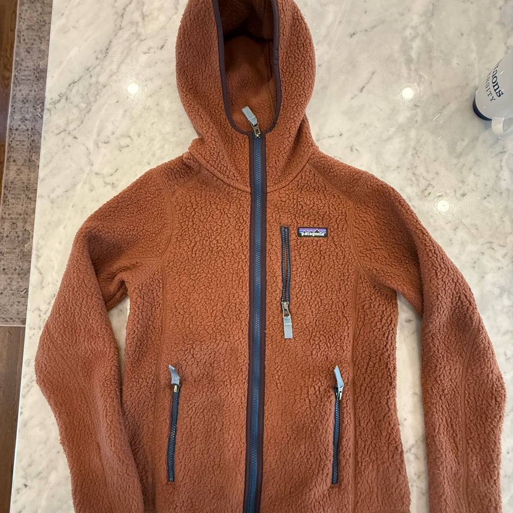 Patagonia Women's Rust Brown Teddy Fleece Hooded Jacket